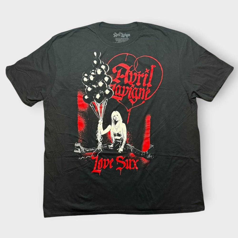 Avril Lavigne Love Sux Tour Graphic T-Shirt Black Red XXL 2022 Concert Merch